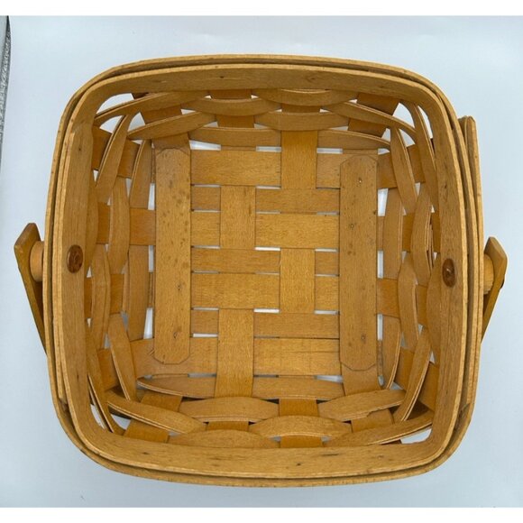 2000 6 Inches Square Longaberger Basket With Handle 3 Inches Tall - Picture 4 of 6